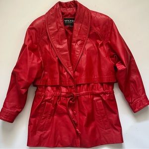 Wilsons Leather Vintage Red Leather Drawstring Waist Coat Size Small